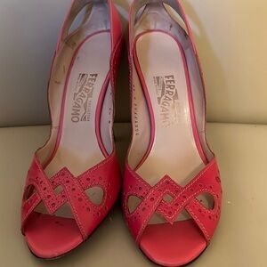 Salvatore Ferragamo pink heel sandals leather size 81/2